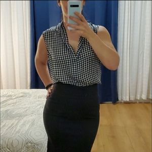 Sleeveless gingham blouse